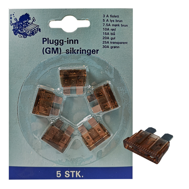 SIKRING PLUGG INN 7,5A BRETT À 5 STK