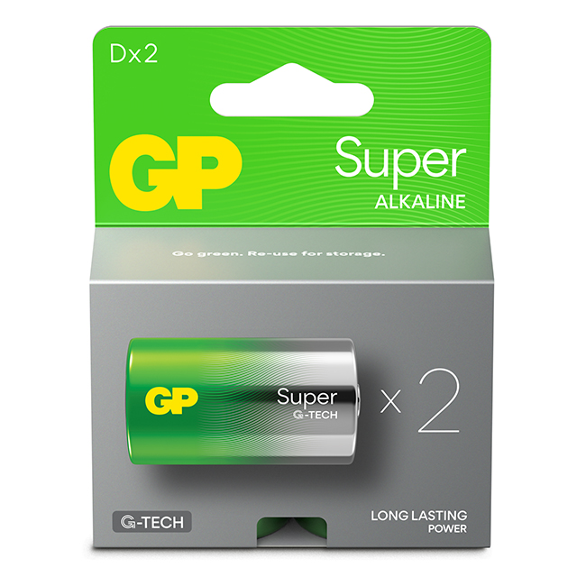 GP BATTERI LR20 2-PK