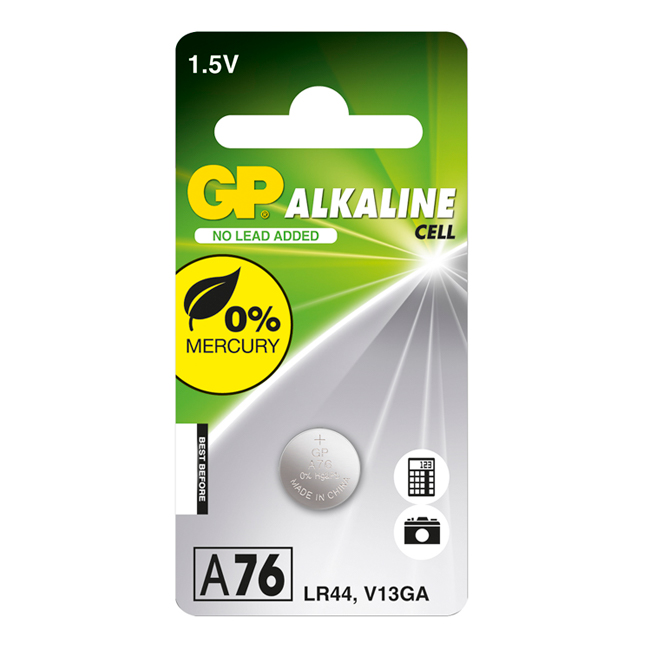 GP KNAPPCELLEBATTERI LR44 A76