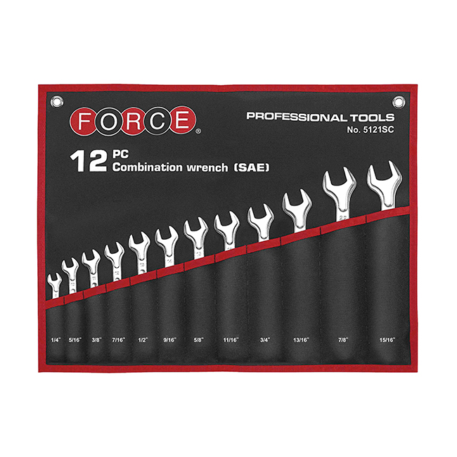 FORCE KOMBINØKKELSETT 12 DELER TOMMER
