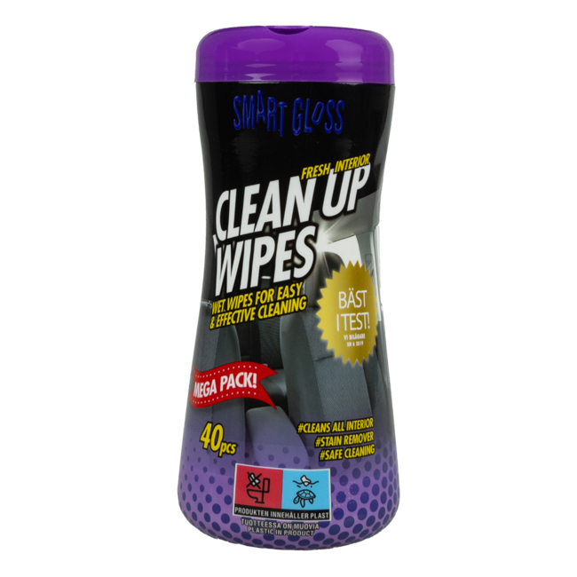 WIPES CLEAN UP GLOSSER 40 STK BOKS