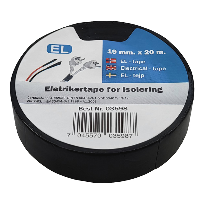 ELEKTROTAPE SORT 19MM X 20M