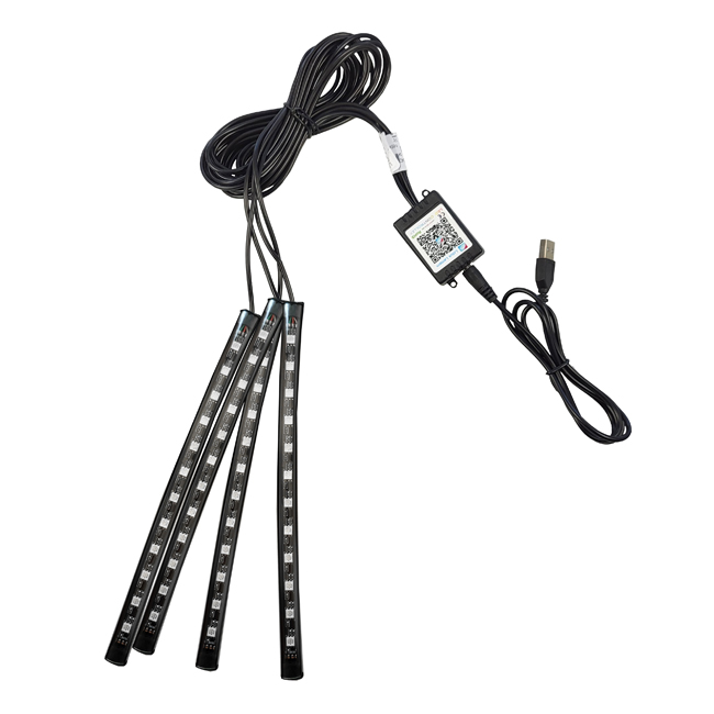 GULVBELYSNING FOR BIL - 4 lys M/LEDNING