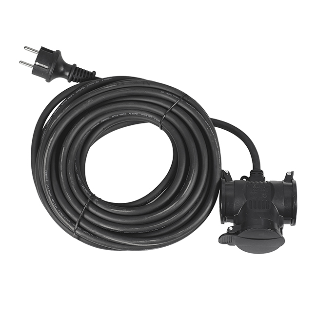 SKJØTEKABEL GUMMI 10M 3-VEIS 3X1,5 MM² M/LOKK