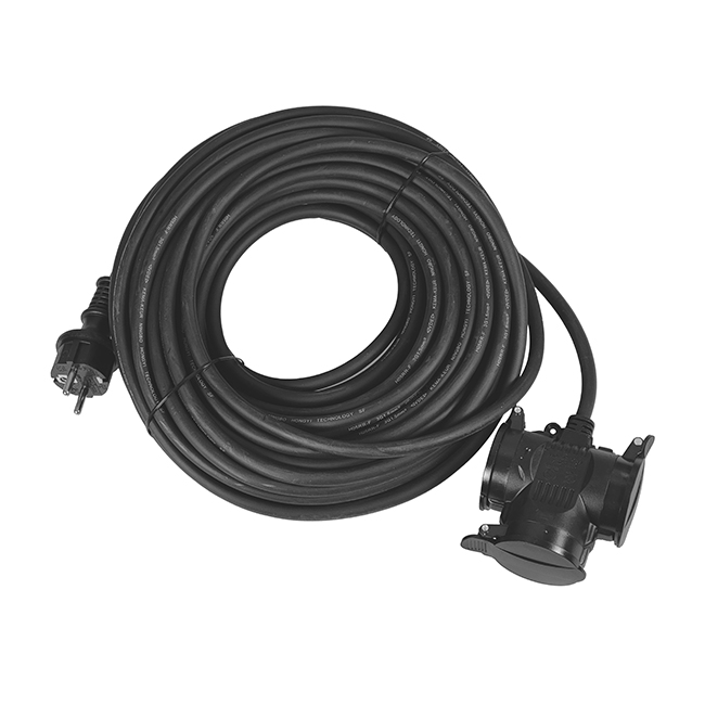 SKJØTEKABEL GUMMI 20M 3-VEIS 3X1,5 MM² M/LOKK