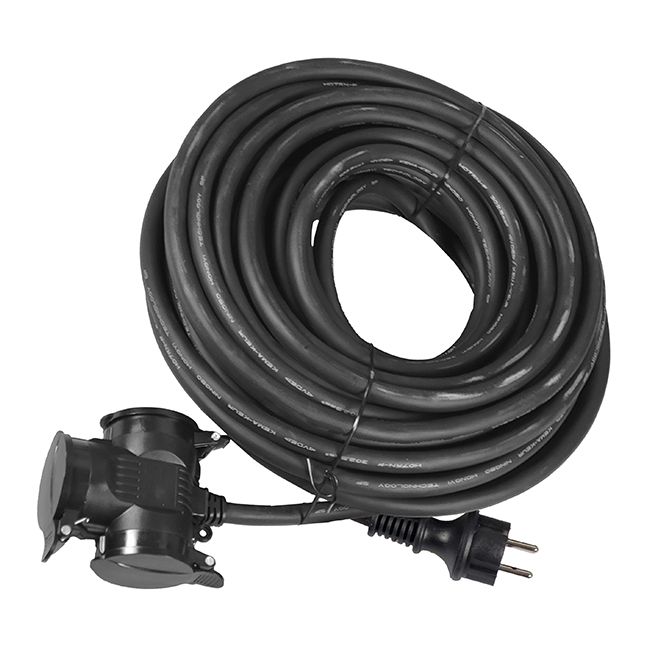 SKJØTEKABEL GUMMI 20M 3-VEIS 3X2,5MM² M/LOKK