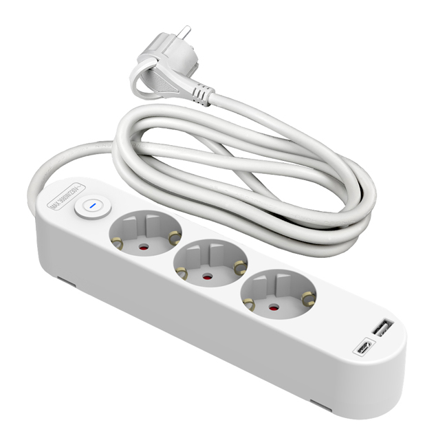 GRENUTTAK 3-VEIS + USB C + A 3,4A